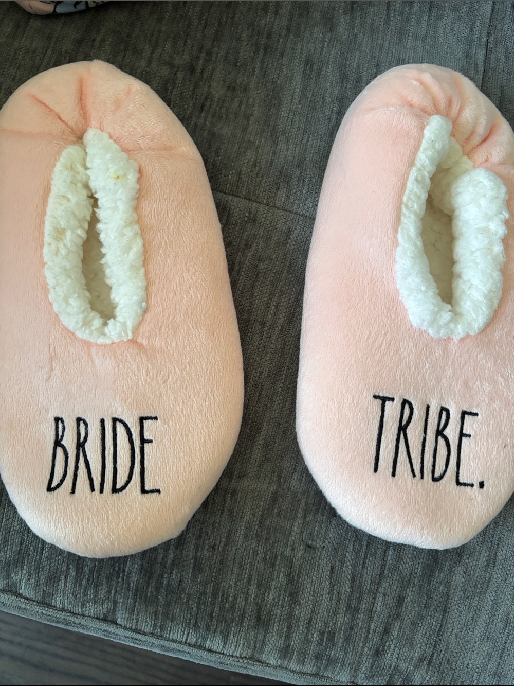 Rae Dunn Pink 'Bride' and 'Tribe' Plush Slippers